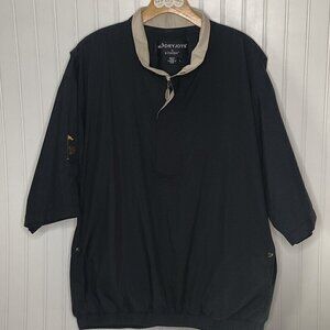 Dryjoys Footjoys Mens LG  1/2 Zip Snap Kangaroo Pocket Black Tan S/S Wind Shirt